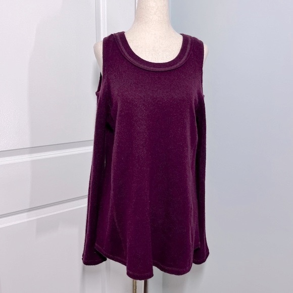 Aqua 100% cashmere cold shoulder longline sweater size S - Picture 5 of 10